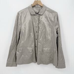 Chico's Metallic Utility Blazer LS Jacket 3 Women's Gray Minimalist Chic Travel